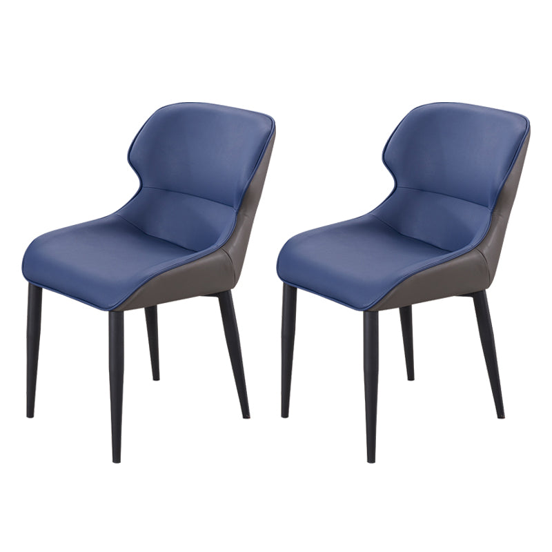 Modern Faux Leather Dining Chair Metal Arm Chair for Home Use (Set of 2)