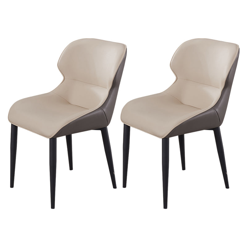 Modern Faux Leather Dining Chair Metal Arm Chair for Home Use (Set of 2)