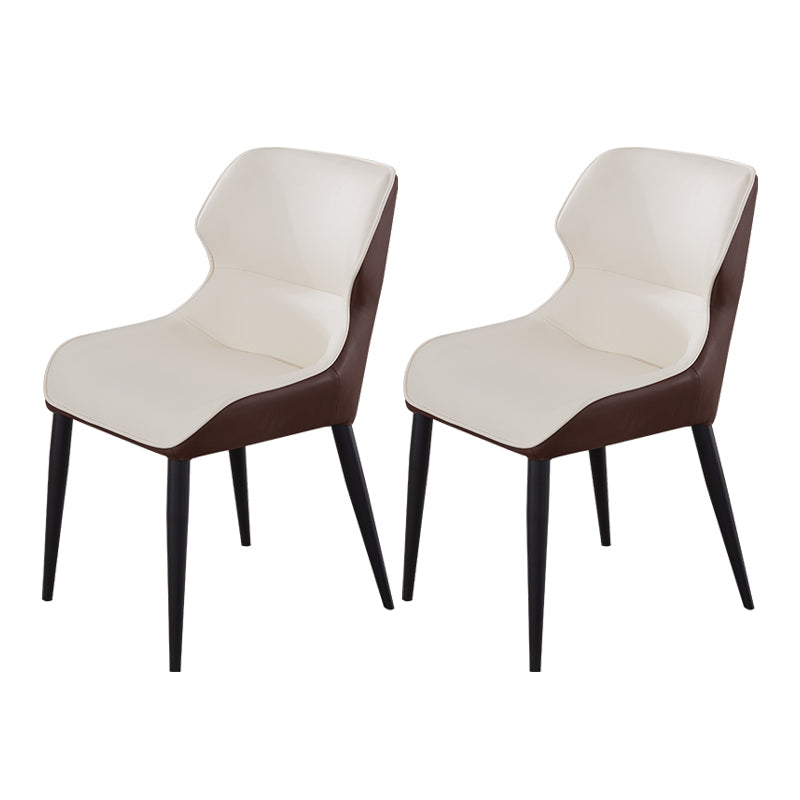 Modern Faux Leather Dining Chair Metal Arm Chair for Home Use (Set of 2)