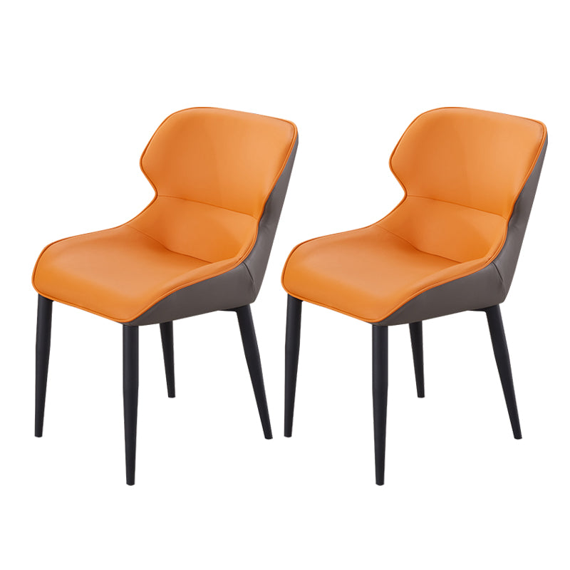 Modern Faux Leather Dining Chair Metal Arm Chair for Home Use (Set of 2)