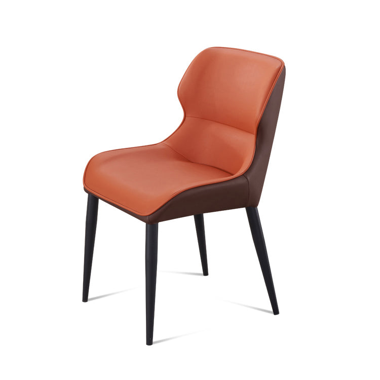 Silla de comedor moderna de piel sintética, sillón de metal para uso doméstico (juego de 2)