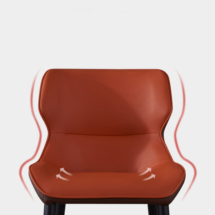 Silla de comedor moderna de piel sintética, sillón de metal para uso doméstico (juego de 2)