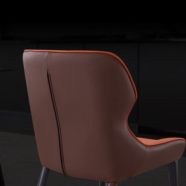 Silla de comedor moderna de piel sintética, sillón de metal para uso doméstico (juego de 2)