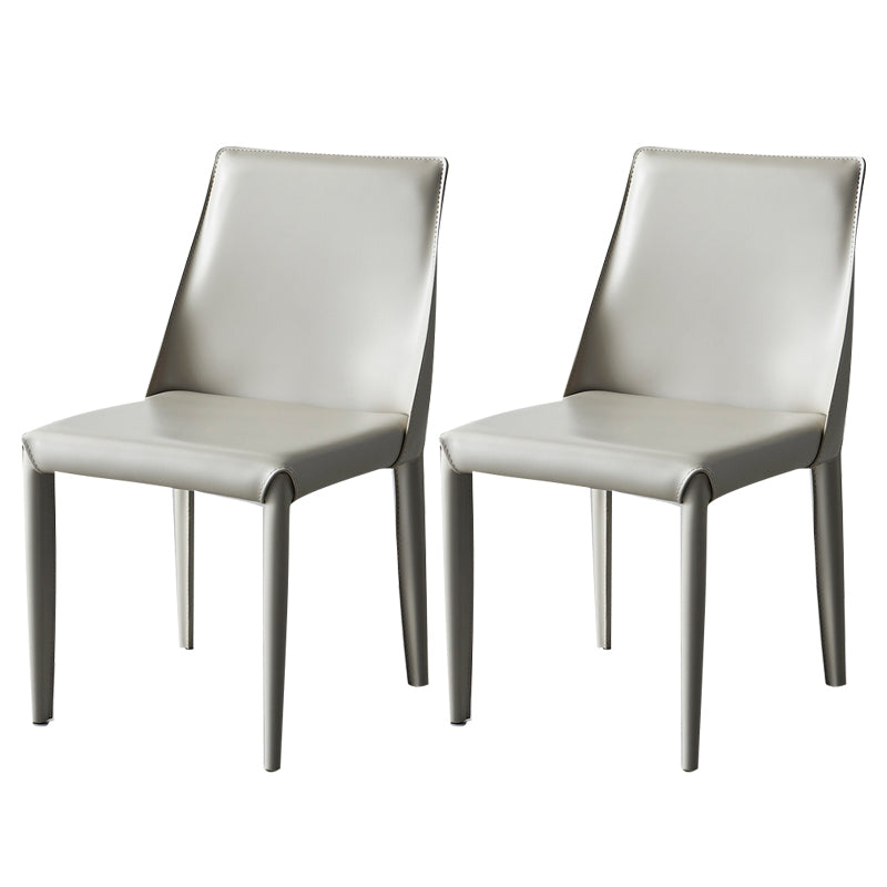 Chaise de salle à manger moderne en cuir, chaise sans accoudoirs en métal pour usage domestique (Ensemble de 2)
