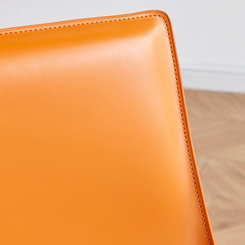 Silla de comedor de cuero moderna, silla sin brazos de metal para uso doméstico (juego de 2)