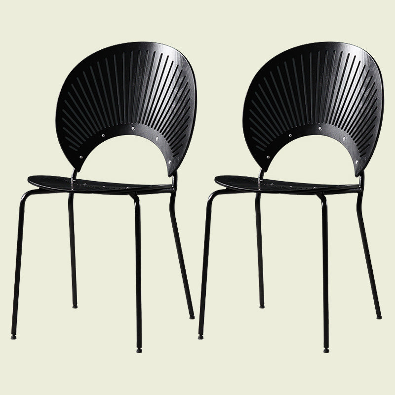 Silla de comedor de metal contemporáneo para uso doméstico Silla lateral de comedor con respaldo abierto