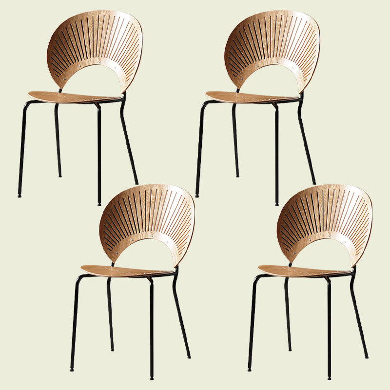 Silla de comedor de metal contemporáneo para uso doméstico Silla lateral de comedor con respaldo abierto