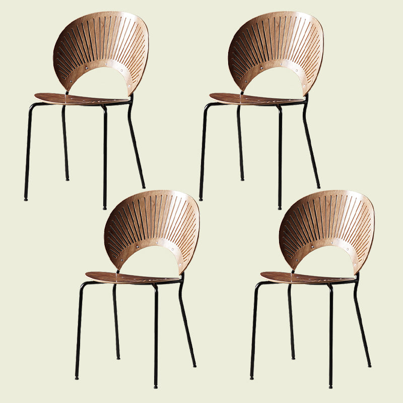 Silla de comedor de metal contemporáneo para uso doméstico Silla lateral de comedor con respaldo abierto