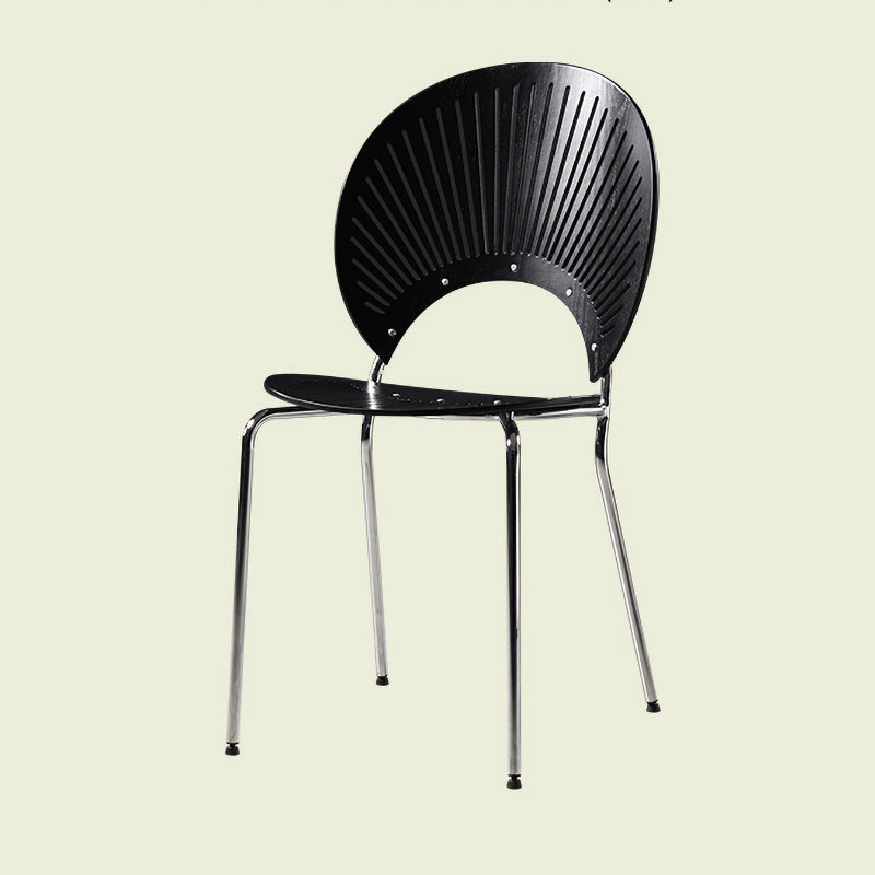 Silla de comedor de metal contemporáneo para uso doméstico Silla lateral de comedor con respaldo abierto
