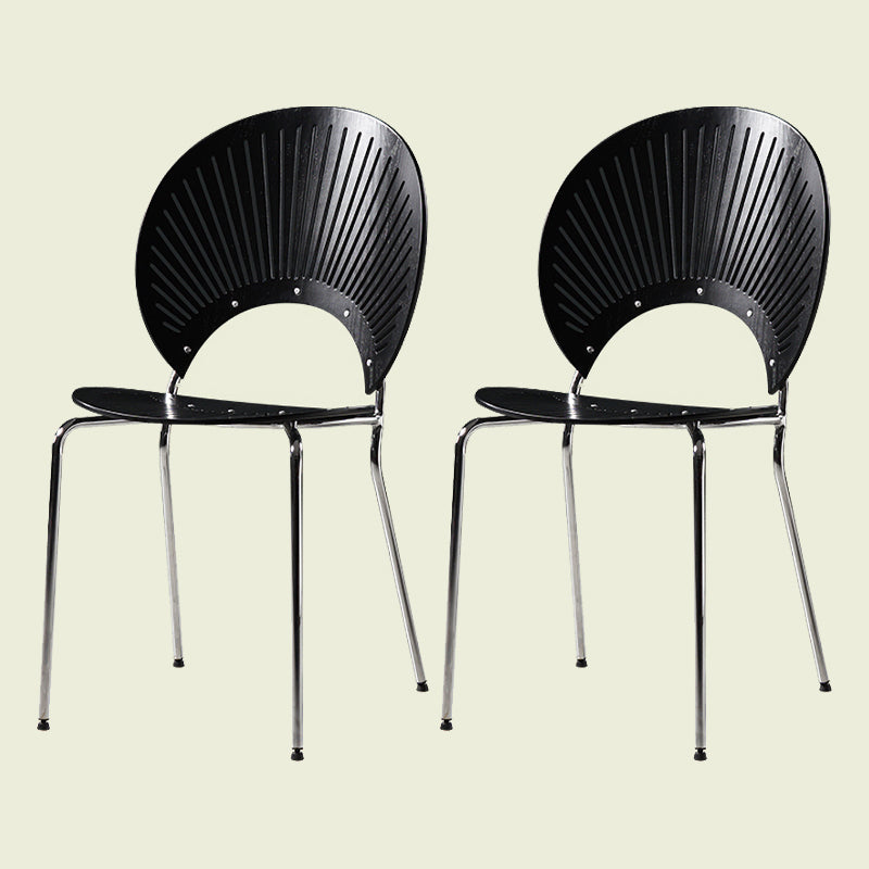 Silla de comedor de metal contemporáneo para uso doméstico Silla lateral de comedor con respaldo abierto