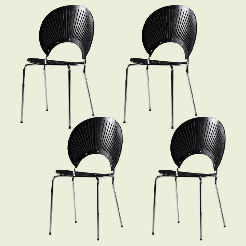 Silla de comedor de metal contemporáneo para uso doméstico Silla lateral de comedor con respaldo abierto