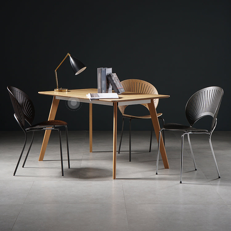 Silla de comedor de metal contemporáneo para uso doméstico Silla lateral de comedor con respaldo abierto