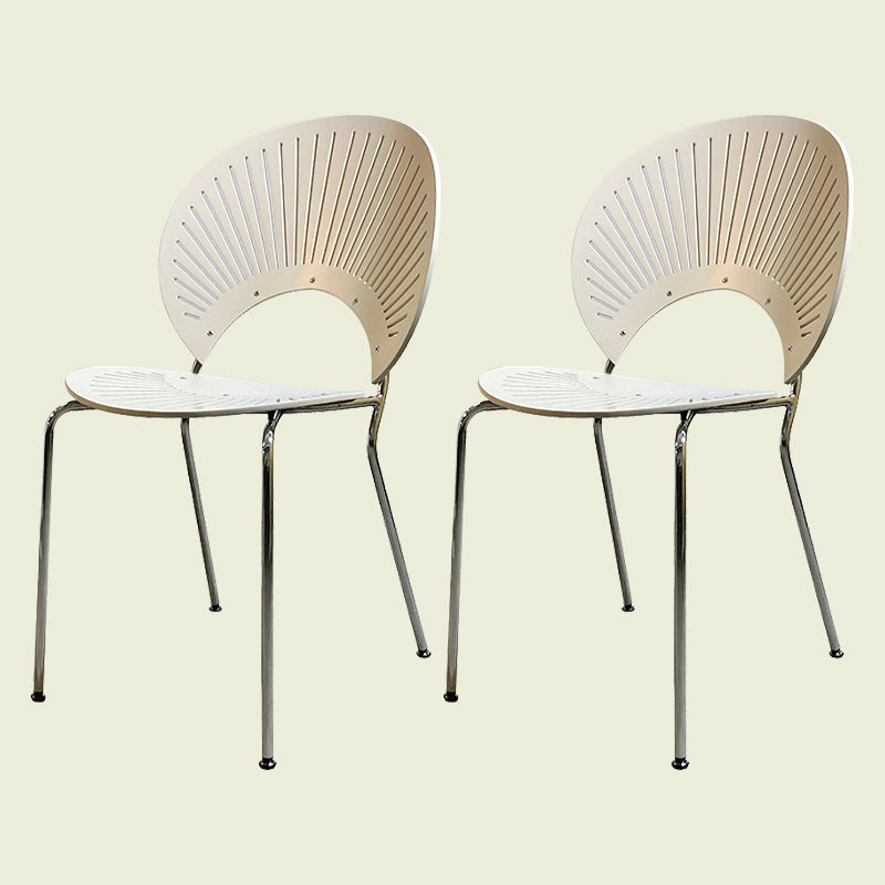 Silla de comedor de metal contemporáneo para uso doméstico Silla lateral de comedor con respaldo abierto