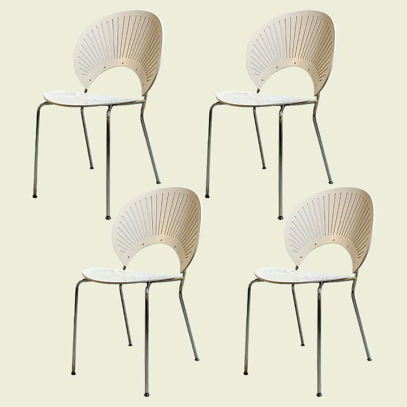 Silla de comedor de metal contemporáneo para uso doméstico Silla lateral de comedor con respaldo abierto