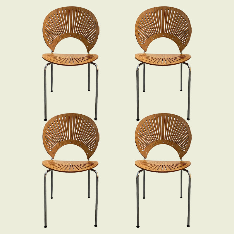 Silla de comedor de metal contemporáneo para uso doméstico Silla lateral de comedor con respaldo abierto