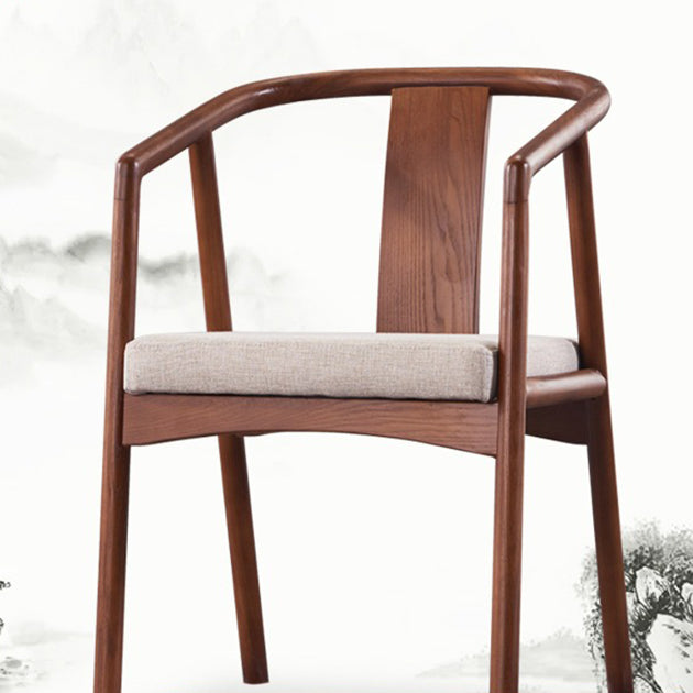 Silla de comedor tradicional para uso doméstico Silla de comedor con respaldo abierto de madera con brazo