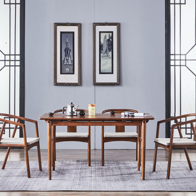 Silla de comedor tradicional para uso doméstico Silla de comedor con respaldo abierto de madera con brazo