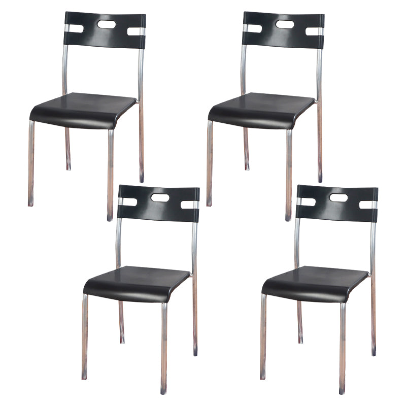 Silla de comedor contemporánea, silla lateral de comedor apilable sin brazos de metal con respaldo abierto