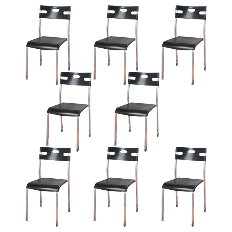 Silla de comedor contemporánea, silla lateral de comedor apilable sin brazos de metal con respaldo abierto