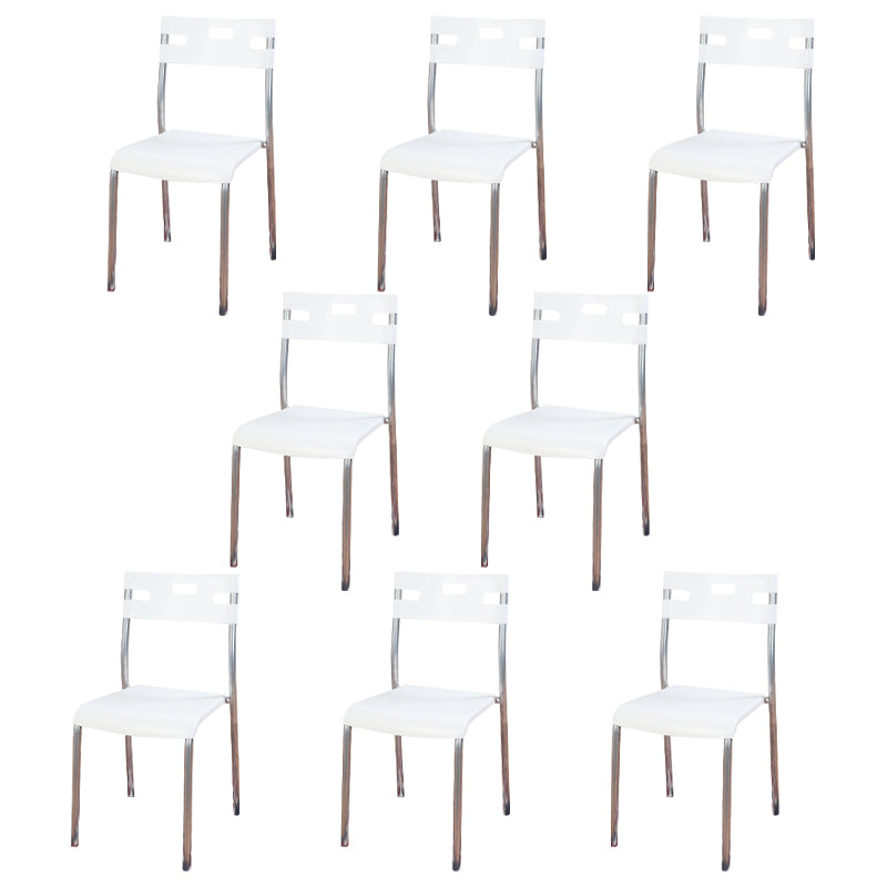 Silla de comedor contemporánea, silla lateral de comedor apilable sin brazos de metal con respaldo abierto