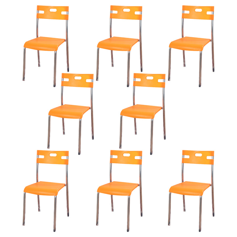 Silla de comedor contemporánea, silla lateral de comedor apilable sin brazos de metal con respaldo abierto