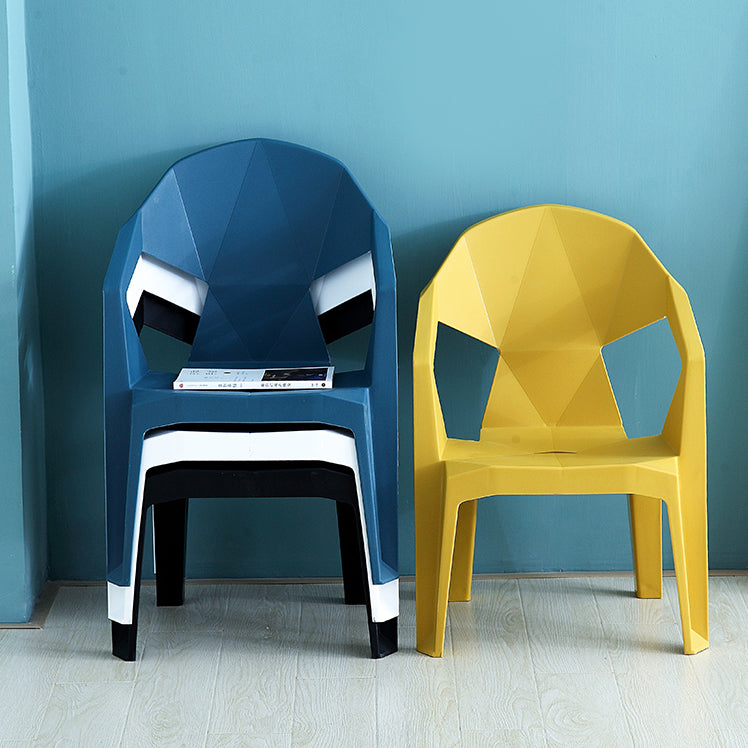 Sillón de comedor interior moderno, sillas de comedor de plástico caseras apilables