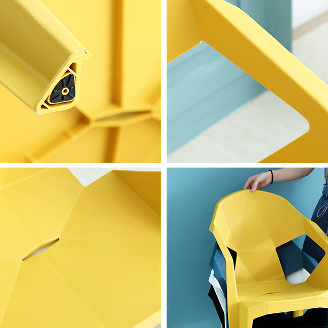 Sillón de comedor interior moderno, sillas de comedor de plástico caseras apilables