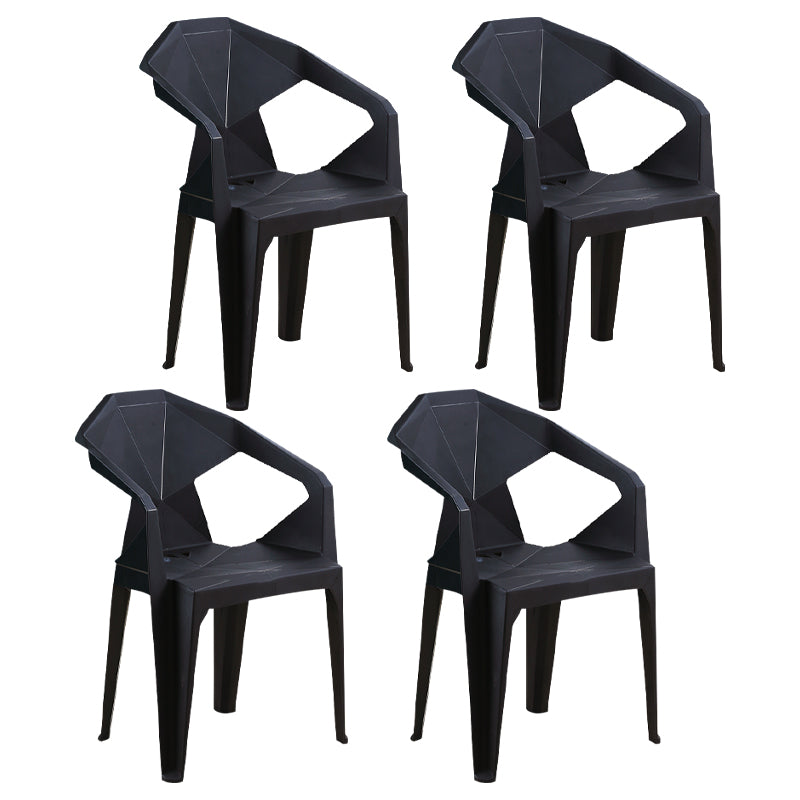 Modern Indoor Dining Arm Chairs Stackable Home Plastic Dining Armchair