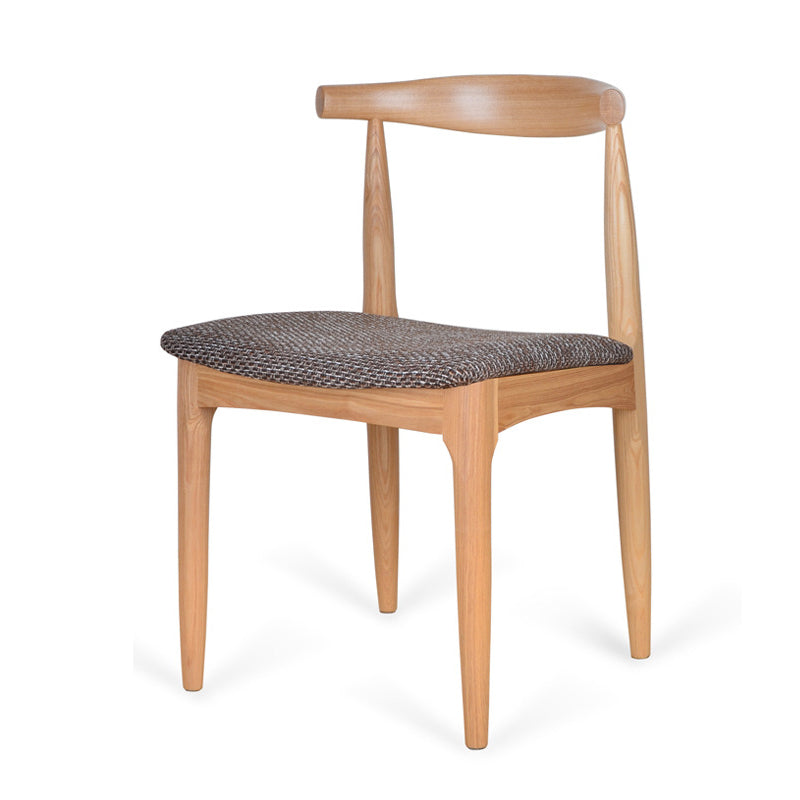 Silla lateral escandinava con respaldo abierto Silla de comedor tapizada con acabado mate