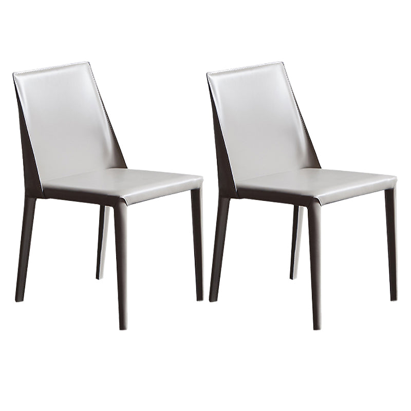 Contemporary Dining Side Chair Leather Brasserie Armless Solid Back Chair