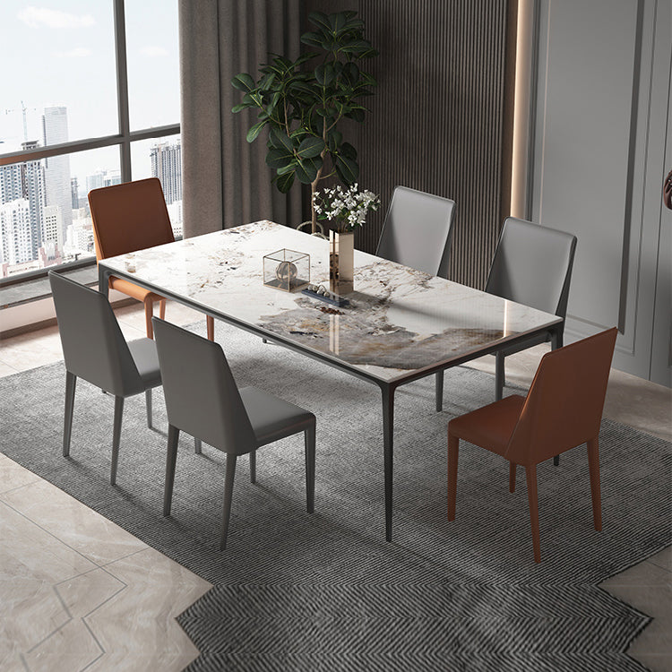 Silla auxiliar de comedor contemporánea Silla de respaldo sólido sin brazos Brasserie de cuero