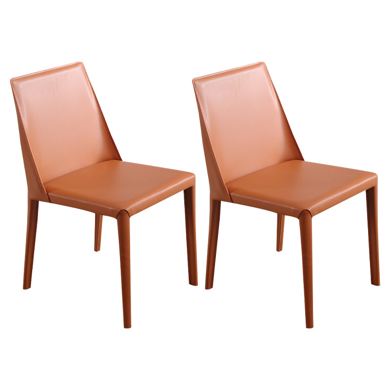 Contemporary Dining Side Chair Leather Brasserie Armless Solid Back Chair