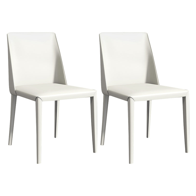 Contemporary Dining Side Chair Leather Brasserie Armless Solid Back Chair