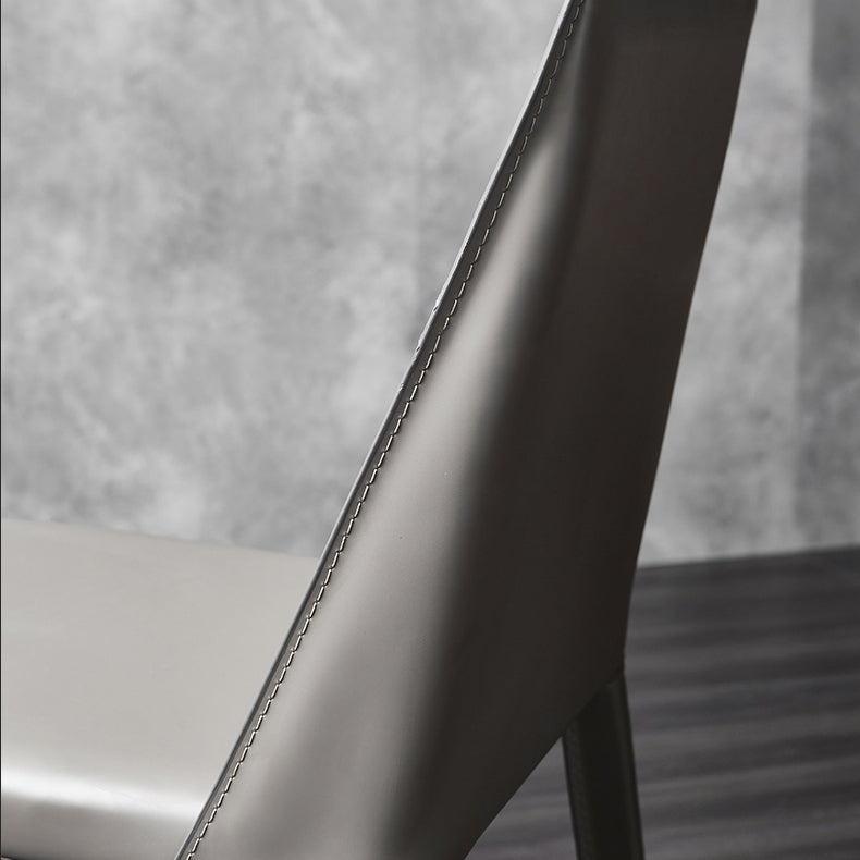 Silla auxiliar de comedor contemporánea Silla de respaldo sólido sin brazos Brasserie de cuero