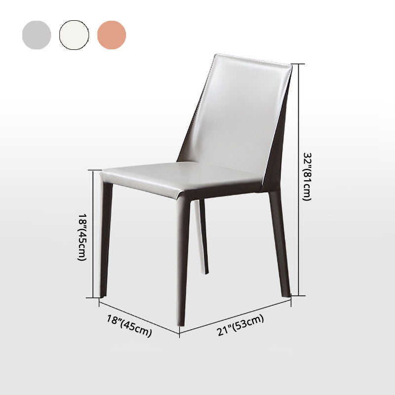 Silla auxiliar de comedor contemporánea Silla de respaldo sólido sin brazos Brasserie de cuero