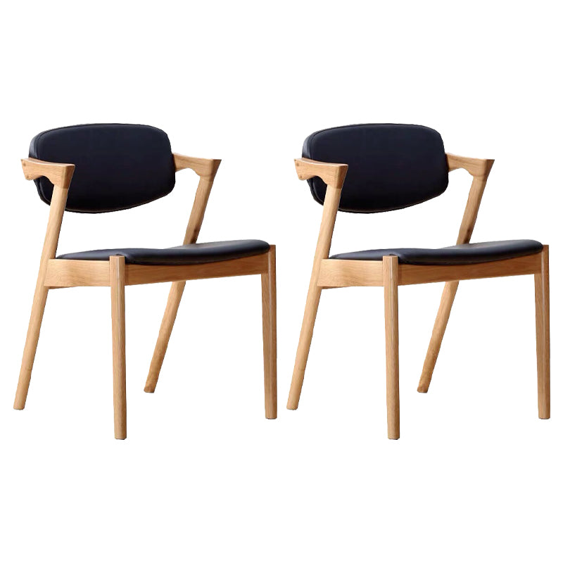 Contemporary Kitchen Open Back Side Chair Natural Leather Dining Chair