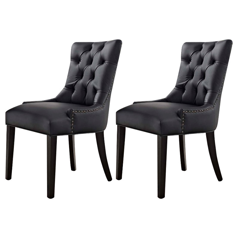 Traditional Upholstered Home Side Chair Parsons Matte Finish Dining Chair with Black Legs