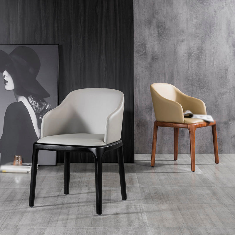 Silla de comedor de madera moderna, sillas de comedor de cuero sintético para uso doméstico