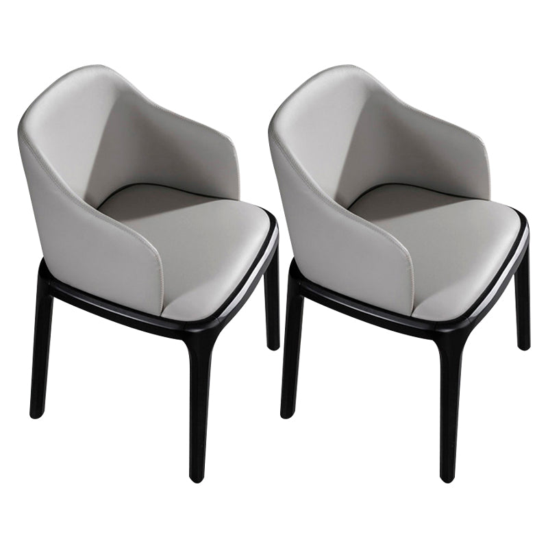 Modern Wood Dining Room Chair Arm Faux Leather Dining Chairs for Home Use