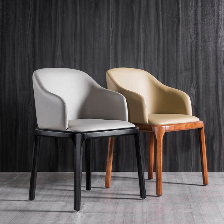 Silla de comedor de madera moderna, sillas de comedor de cuero sintético para uso doméstico