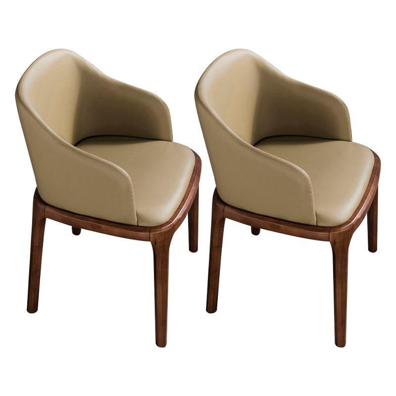Modern Wood Dining Room Chair Arm Faux Leather Dining Chairs for Home Use
