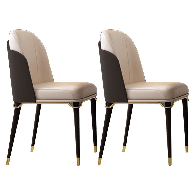 Modern Restaurant Parsons Side Chair Leather Dining Chair with Walnut Legs