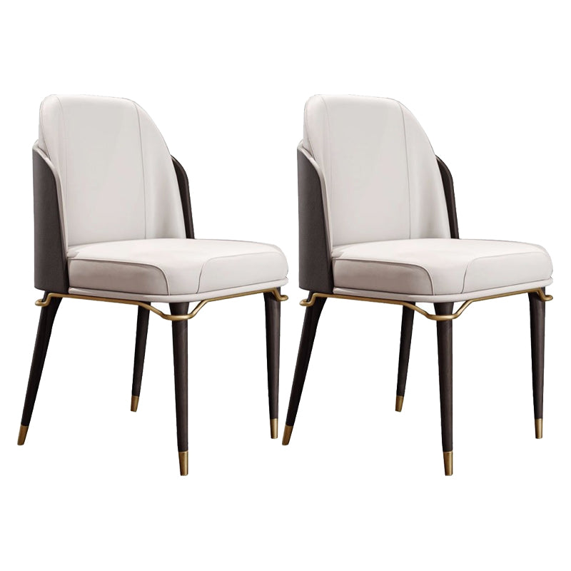 Modern Restaurant Parsons Side Chair Leather Dining Chair with Walnut Legs