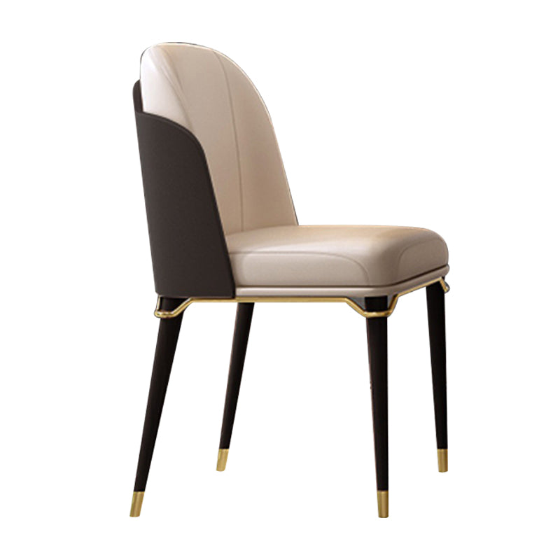 Restaurante moderno Parsons Silla lateral Silla de comedor de cuero con patas de nogal