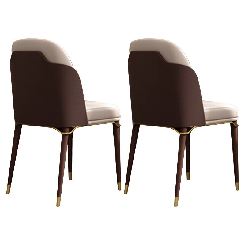 Modern Restaurant Parsons Side Chair Leather Dining Chair with Walnut Legs