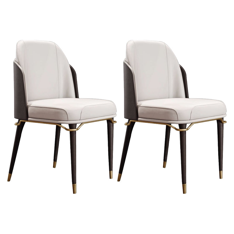 Contemporary Conference Room Parsons Side Chair Beige Leather Dining Chair