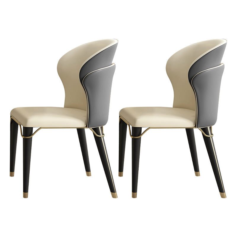 Glam Wood Dining Armless Chairs Wingback Chair for Restaurant Use
