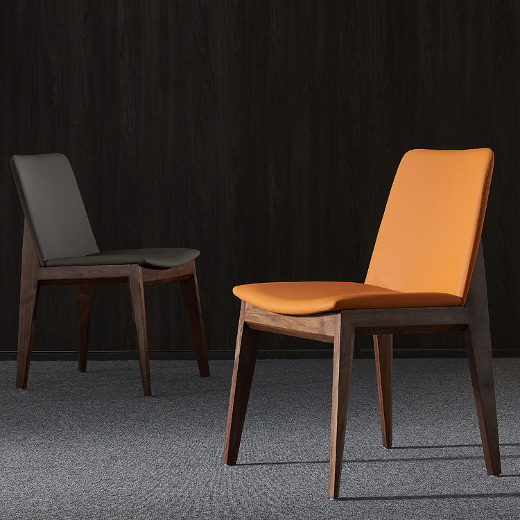 Silla sin brazos de comedor de madera tradicional, silla lateral de cuero sintético para uso en restaurantes