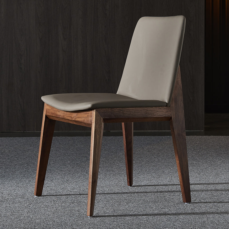 Traditional Wood Dining Armless Chair Faux Leather Side Chair for Restaurant Use