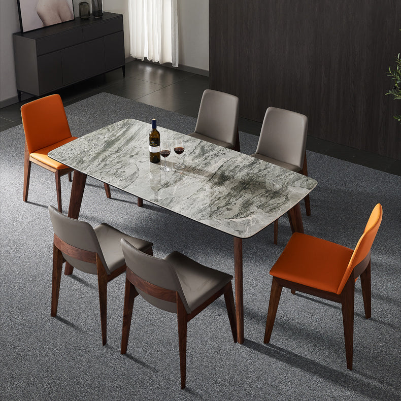 Silla sin brazos de comedor de madera tradicional, silla lateral de cuero sintético para uso en restaurantes
